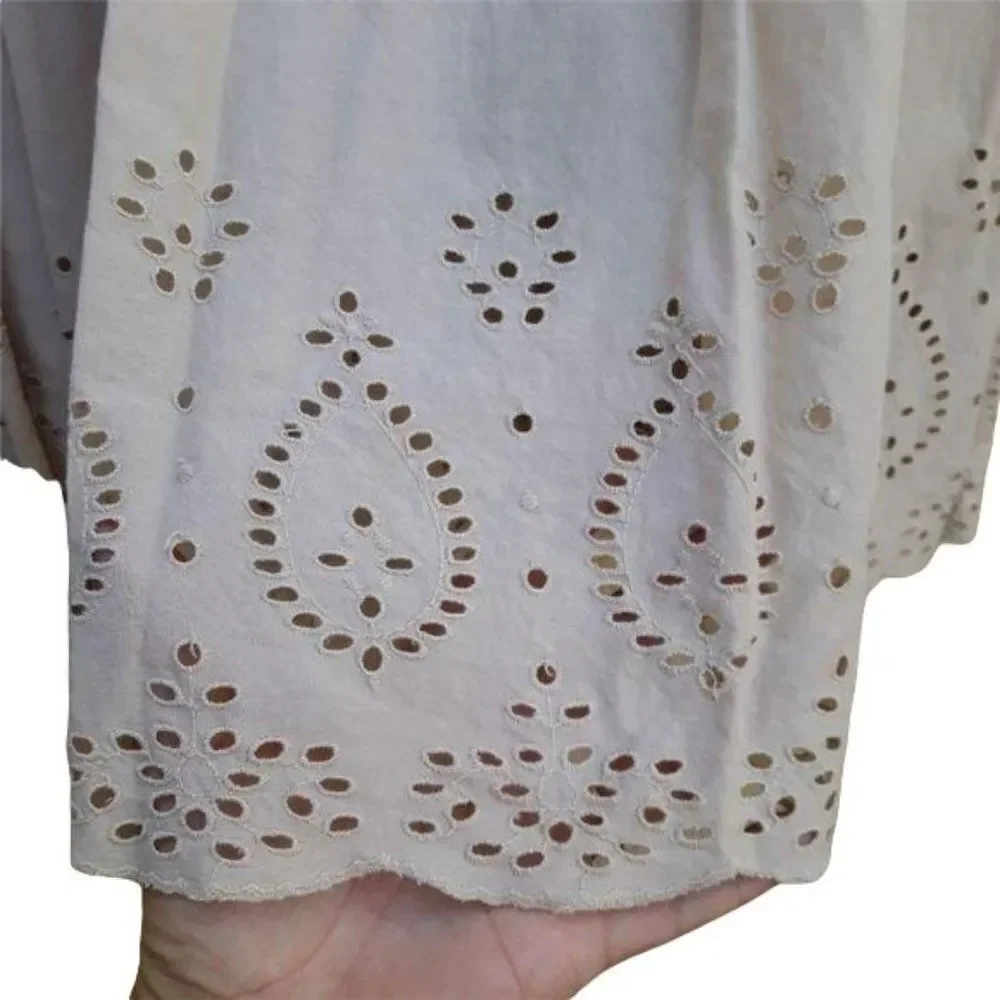 Vtg St. John's Bay Peasant Scalloped Eyelet Cutout‎ Hem Drop Waist Skirt Sz 16